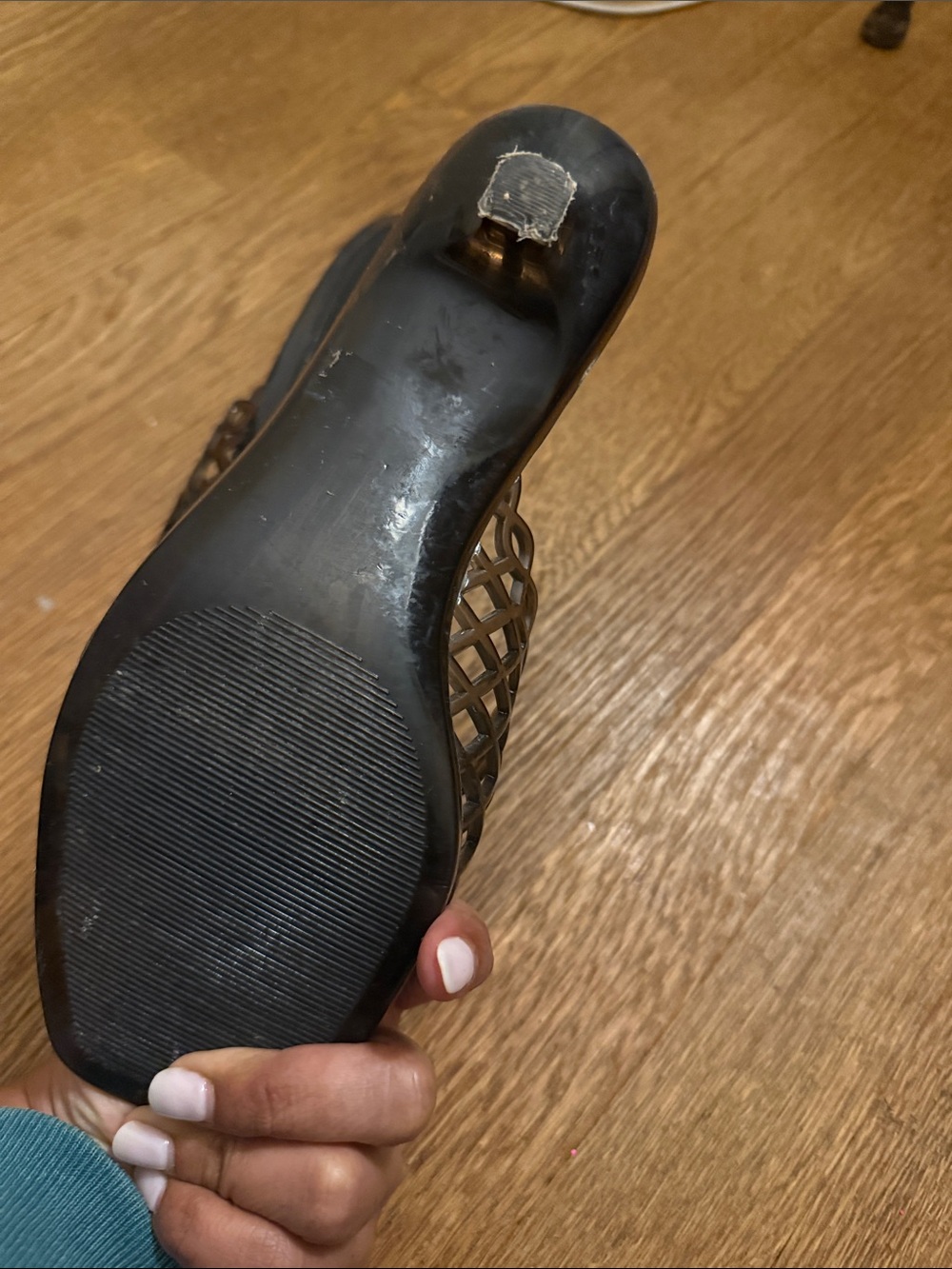 Steve Madden Brown Woven Lattice Slide Mules - Picture 3 of 5